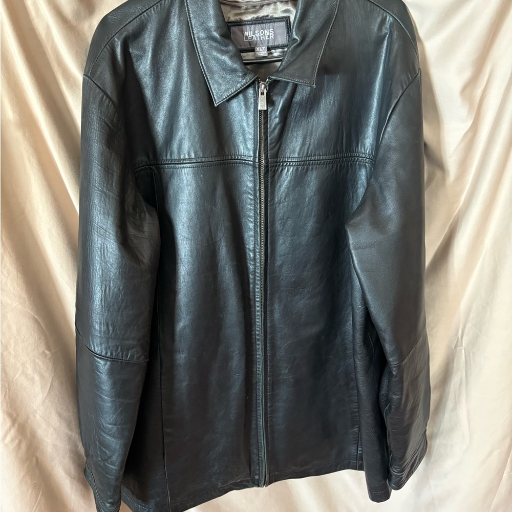 Wilsons Leather Black Pea Coat Genuine Leather